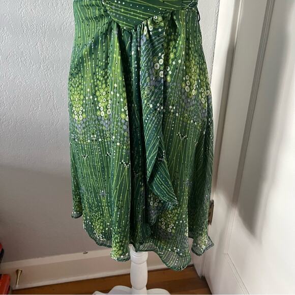 Sophia Eugene Green Printed Silk Wrap Dress - Picture 4 of 9